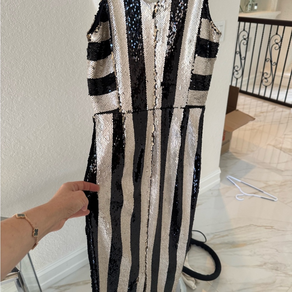 Dress the Population Black and Silver Sequin Dress